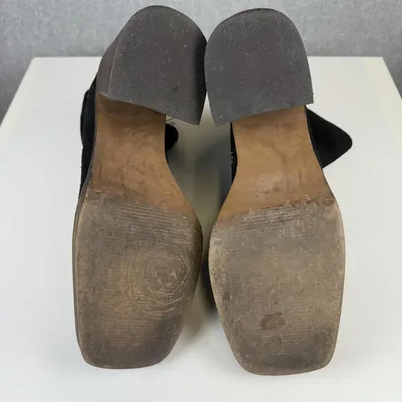 ASOS Design Black Region Suede Mid-Heel Platform Boots Women's Size 8 - Picture 8 of 12